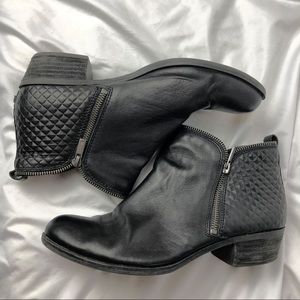 Lucky Brand Black Leather Mixed Texture Short Boots Booties Size 11